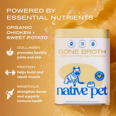 Native Pet Caldo Pollo volcado como topping para kibble.