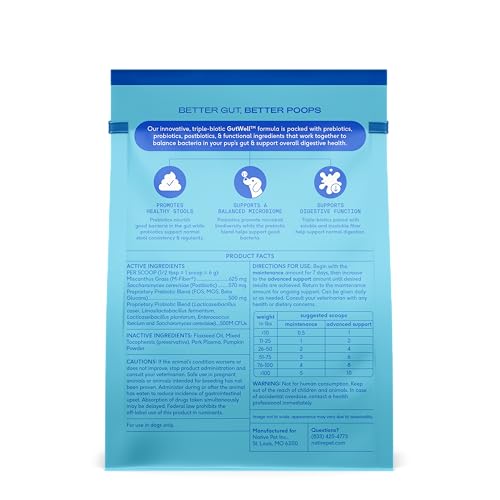 Native Pet GutWell Power Poop: complemento diario para perros de todas las razas.