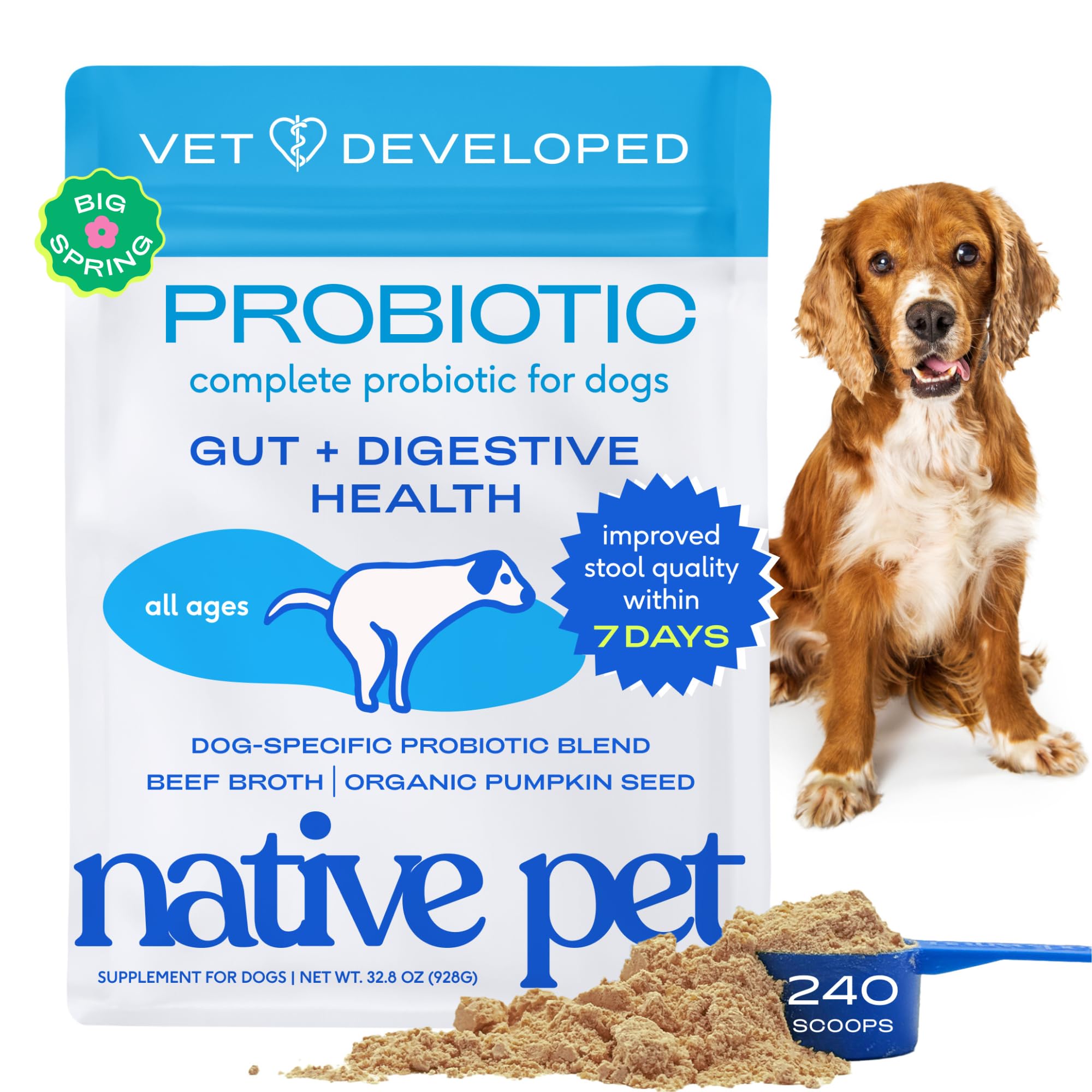 Native Pet probióticos para perros: polvo digestivo que favorece heces estables