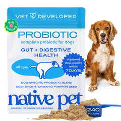 Native Pet probióticos para perros: polvo digestivo que favorece heces estables