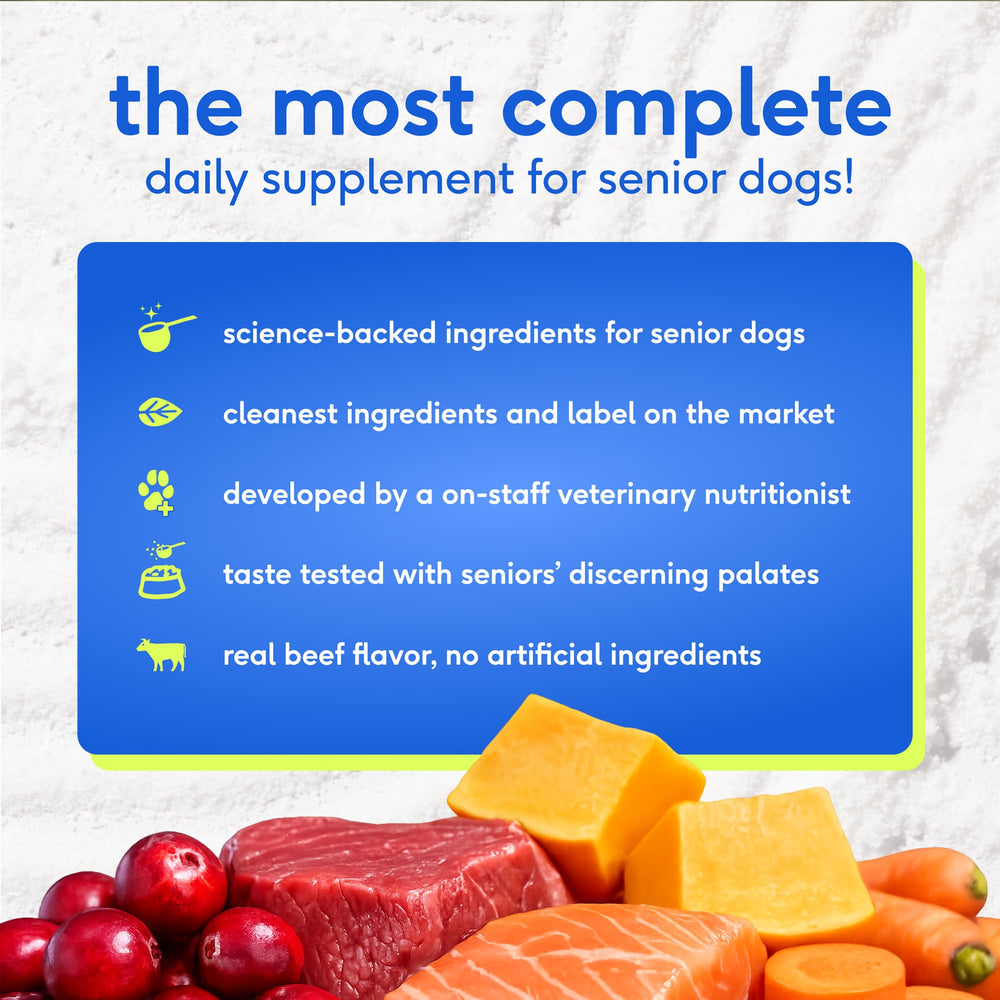 Native Pet Senior Dog Vitamins sabor a cerdo que facilita la toma.