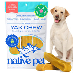 Native Pet Yak Cheese Himalayan: hueso dental duradero para perros grandes para higiene bucal.