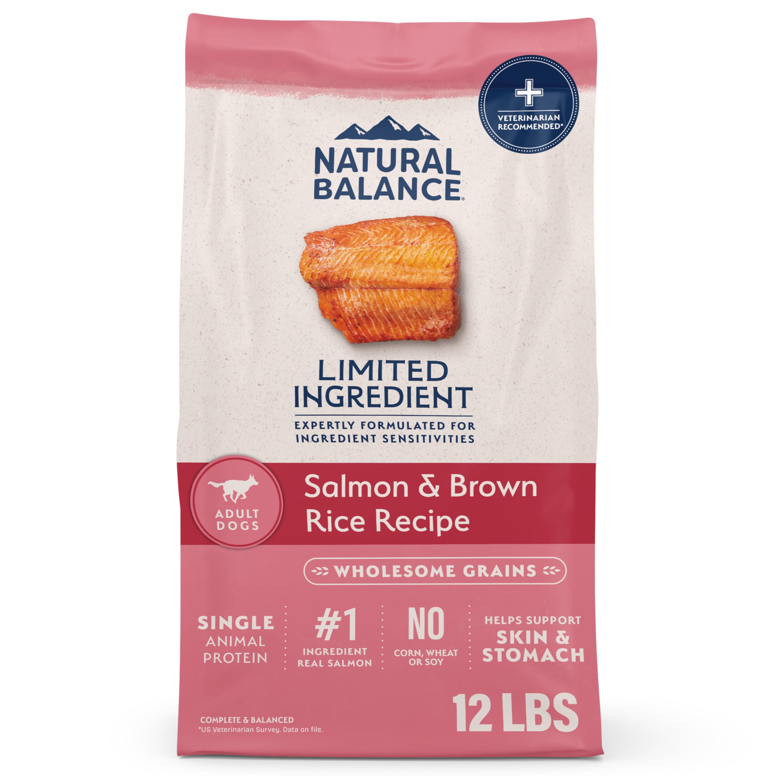 Natural Balance, alimento para perros con bolsa de 12 libras y salmón como ingrediente principal