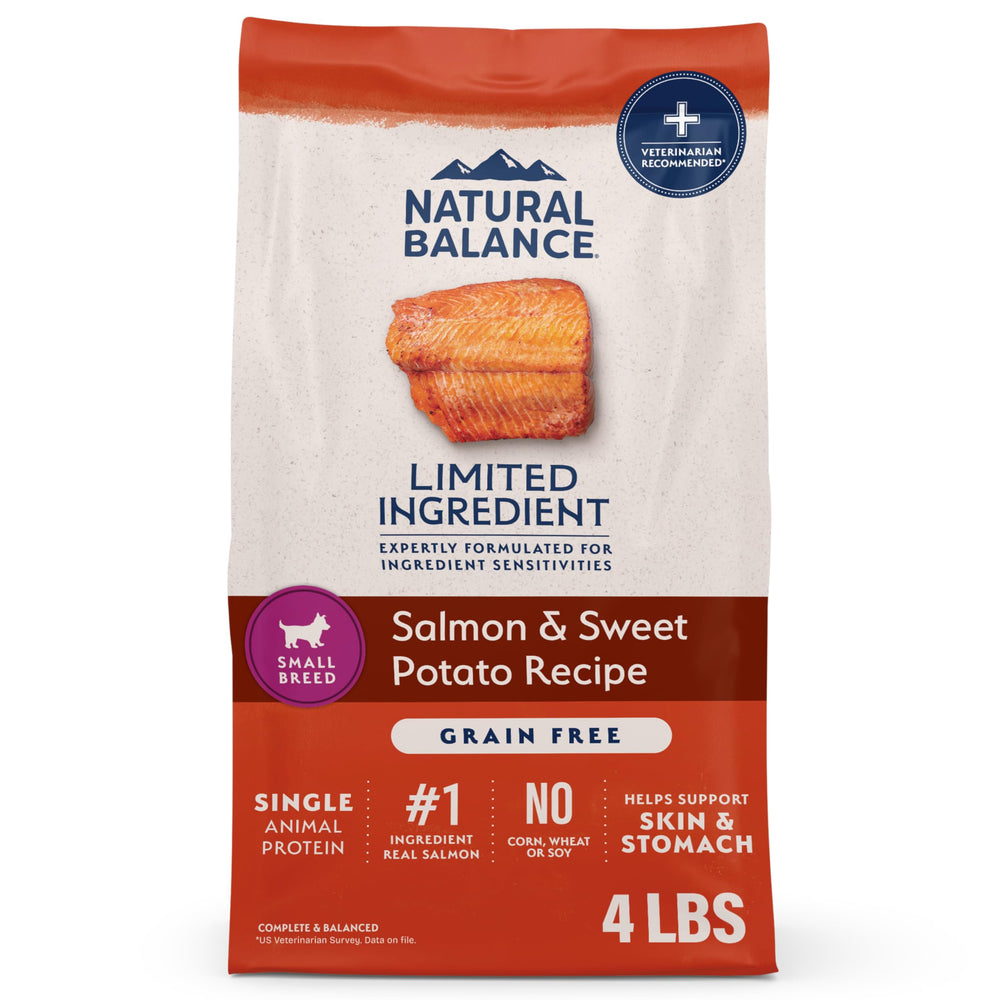 Natural Balance alimento para perros pequeños con salmón y patata dulce, bolsa de 4 lb.