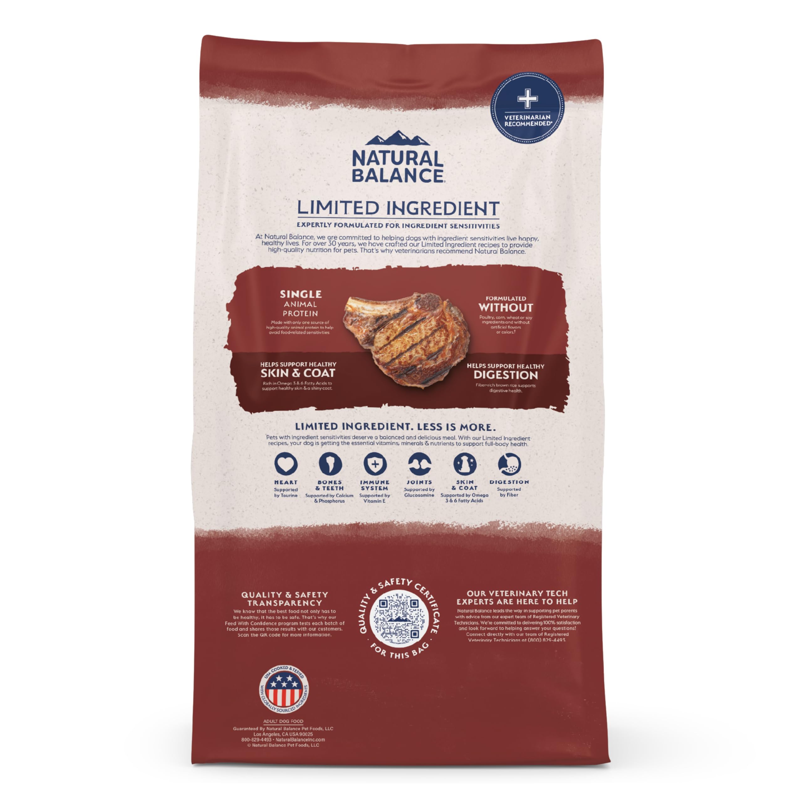 Natural Balance bolsa de 12 libras, tamaño práctico para hogares con perros.