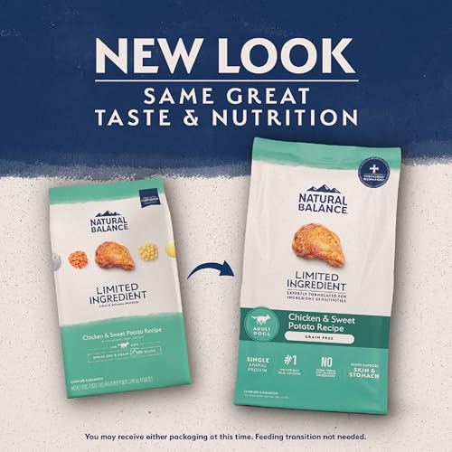 Natural Balance bolsa de 4 lb abierta muestra pollo y patata dulce