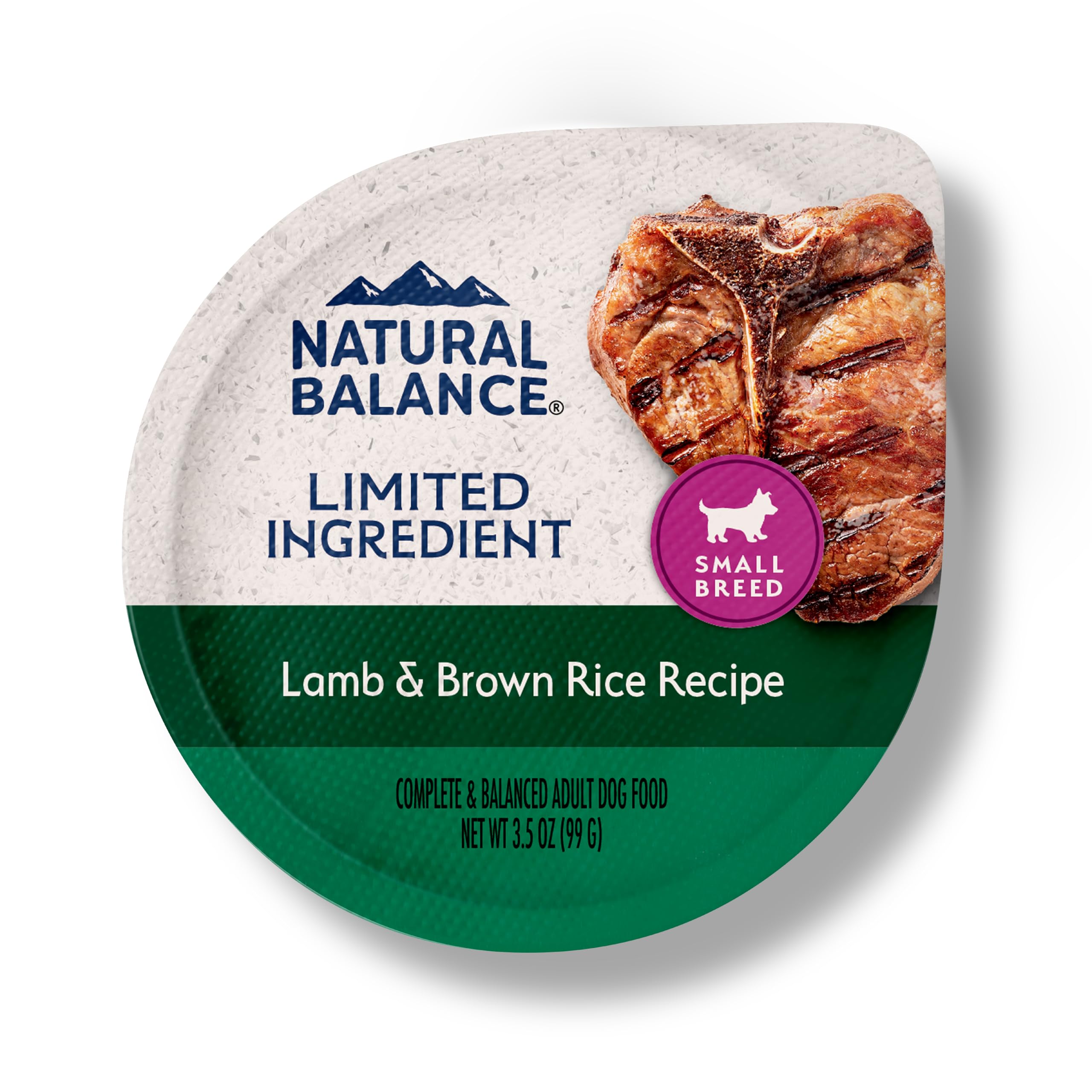 Natural Balance comida húmeda para perros pequeños con cordero y arroz, opción completa.