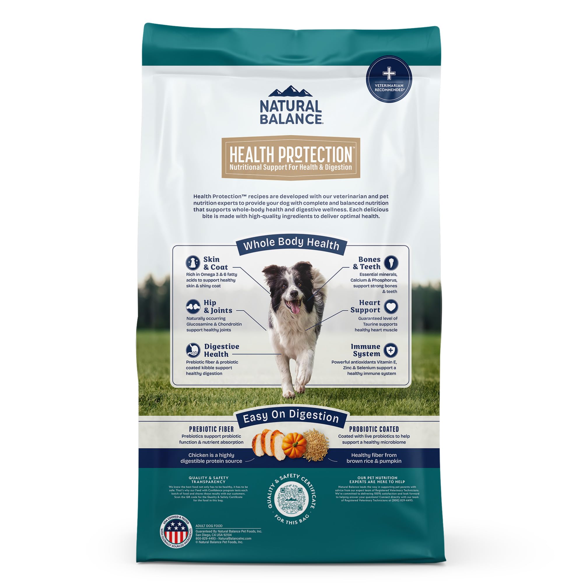 Natural Balance Health Protection muestra pollo como primer ingrediente para proteína de fácil digestión