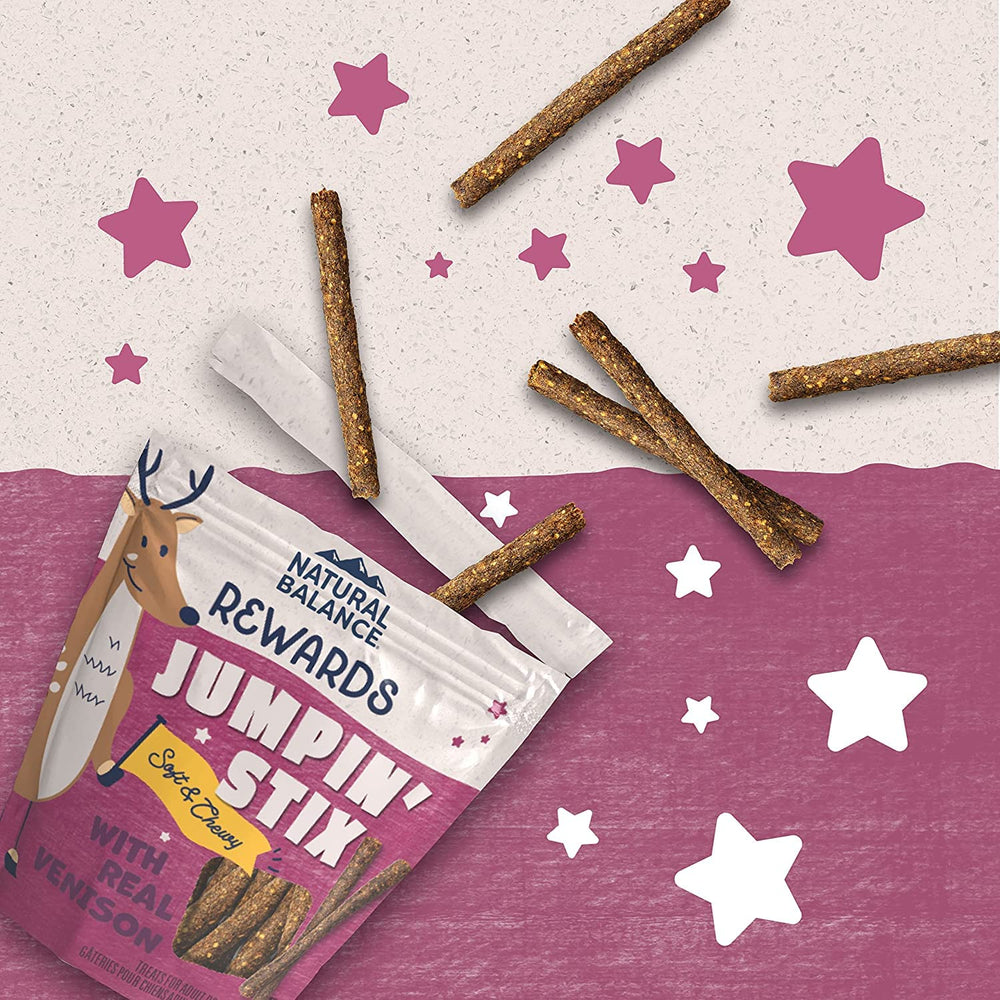 Ingredientes limitados de Jumpin' Stix Venado, fórmula simple para dieta diaria.