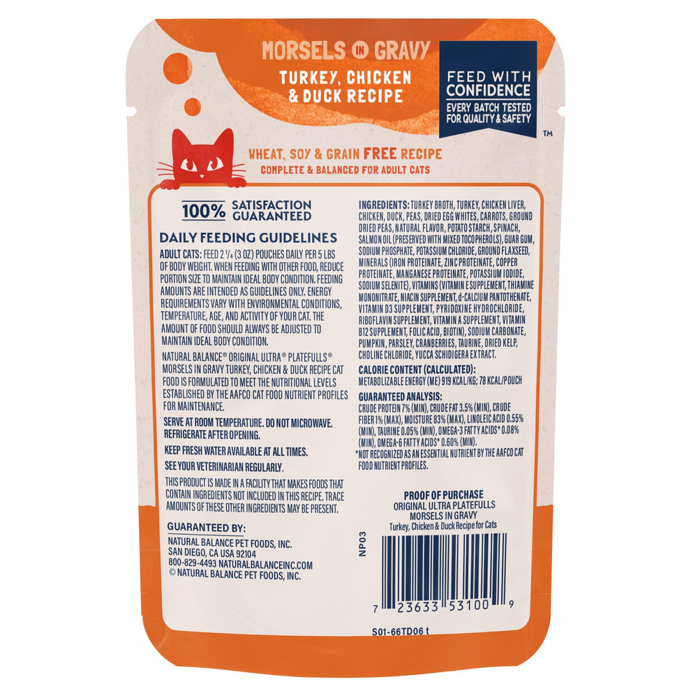 Natural Balance Original Ultra Platefulls con zanahorias y guisantes para fibra y sabor.