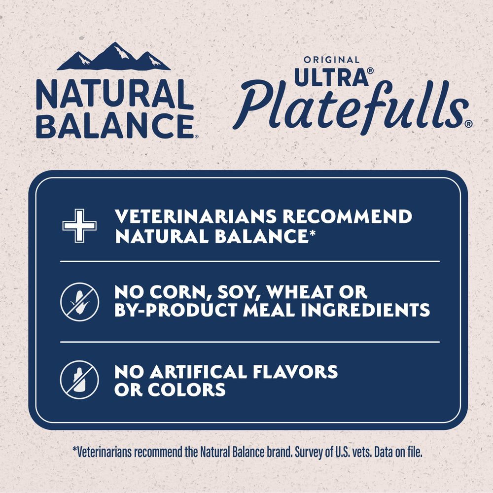 Natural Balance Platefulls receta sin granos, pollo con verduras para digestión suave.
