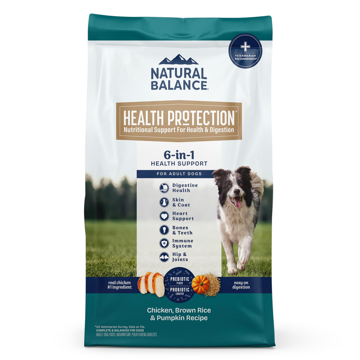 Natural Balance Protección de Salud con pollo, croquetas para digestión suave.