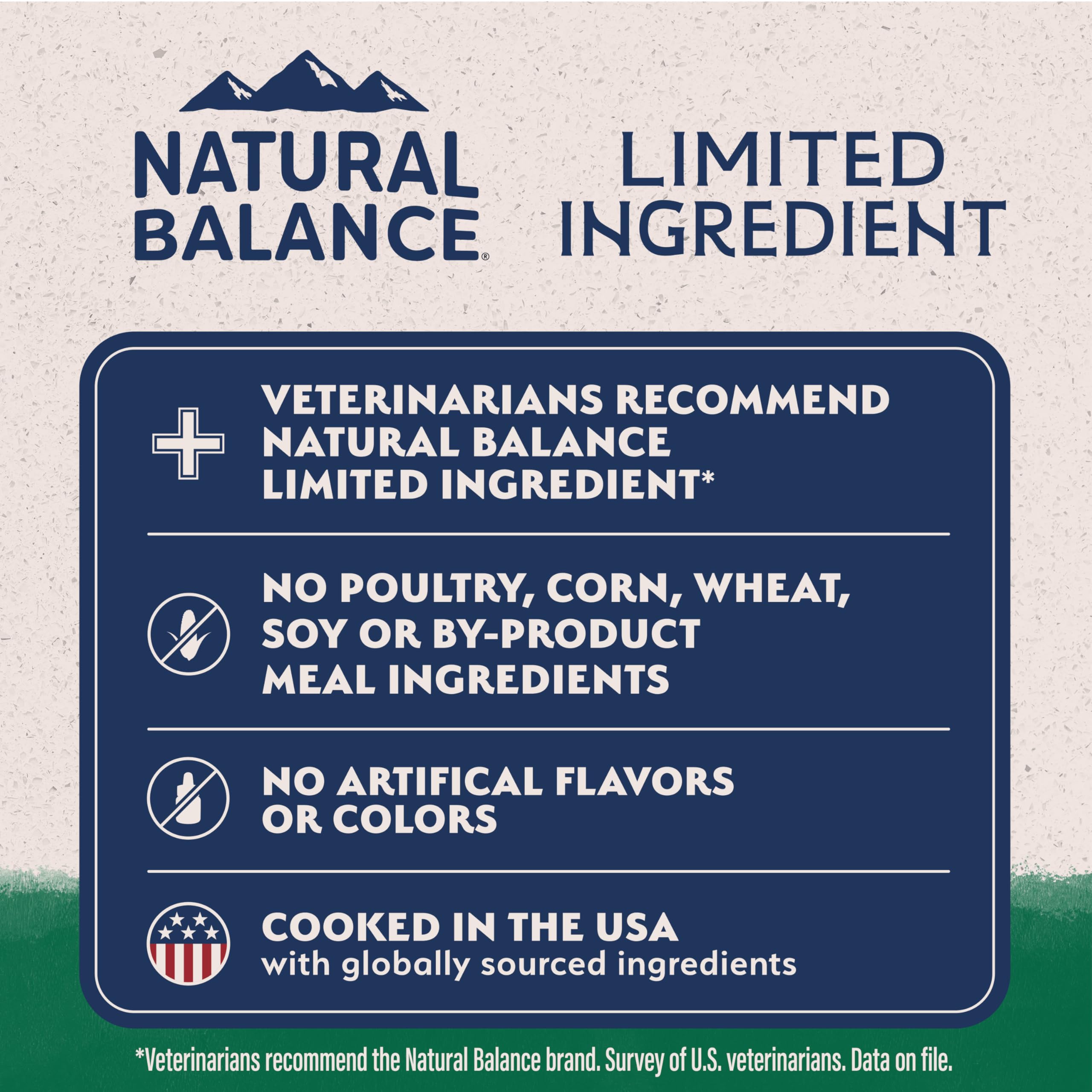 Natural Balance proteína única cordero, piel y pelaje saludables.