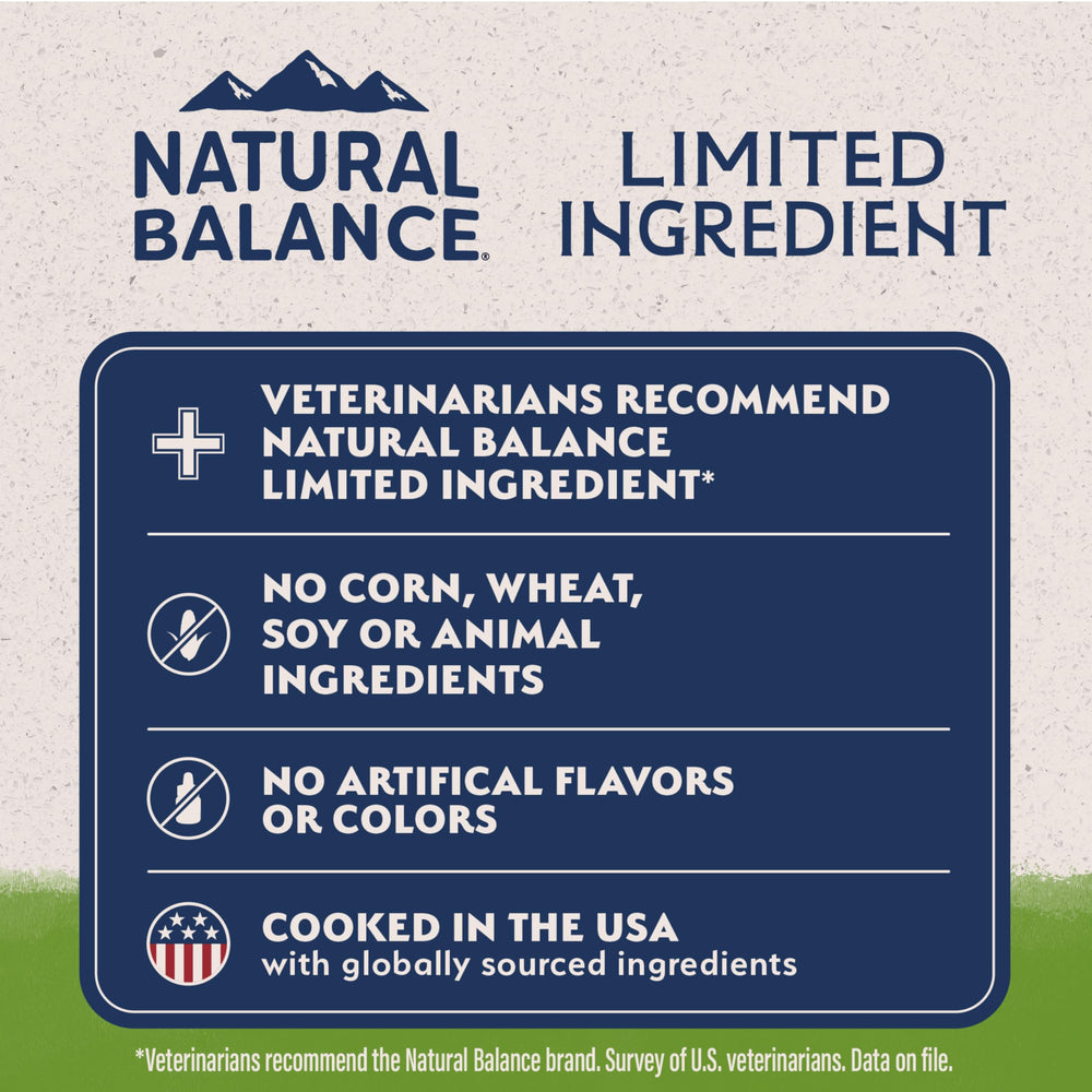 Natural Balance proteína vegetal sin carne, enfoque en ingredientes simples para estómagos sensibles