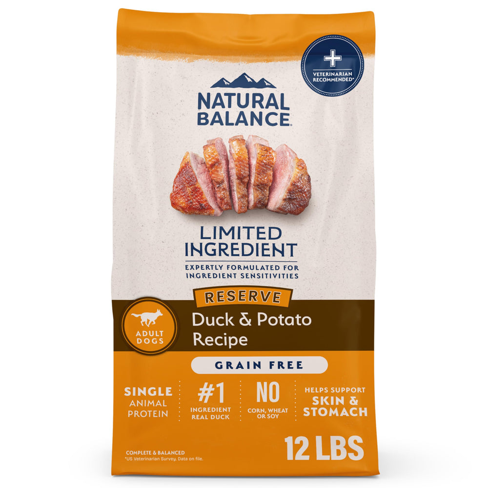 Natural Balance Receta pato-papa, bolsa de 12 libras, opción simple de nutrición.