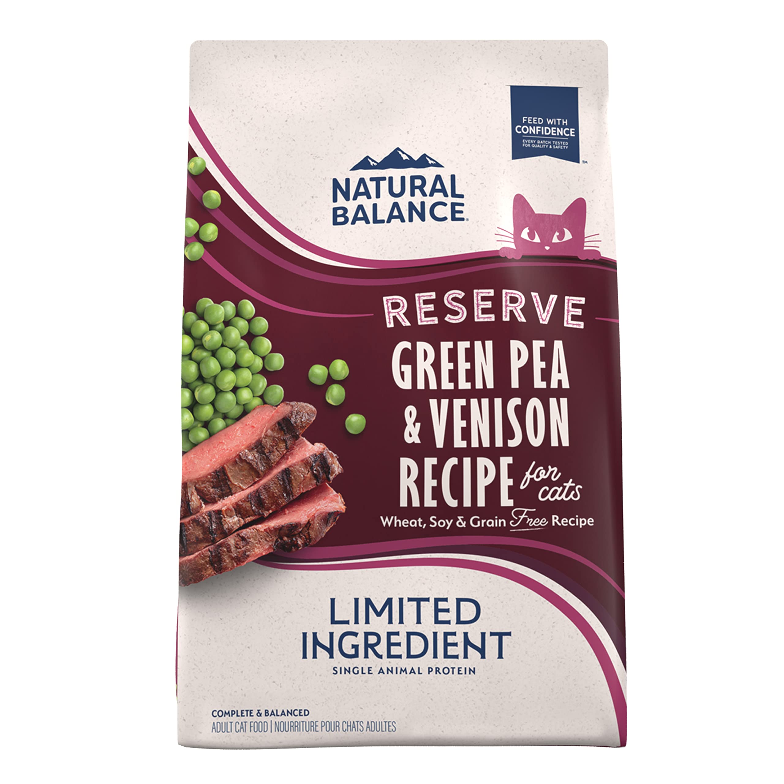 Natural Balance Reserva Venison y Guisantes, proteína única para gatos.
