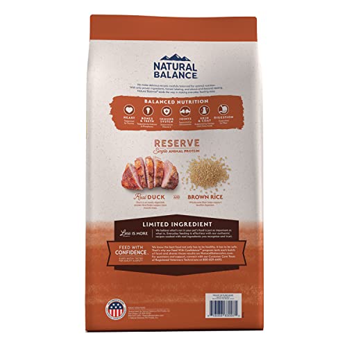 Natural Balance reserva: proteína única de pato para dieta simple y equilibrada.