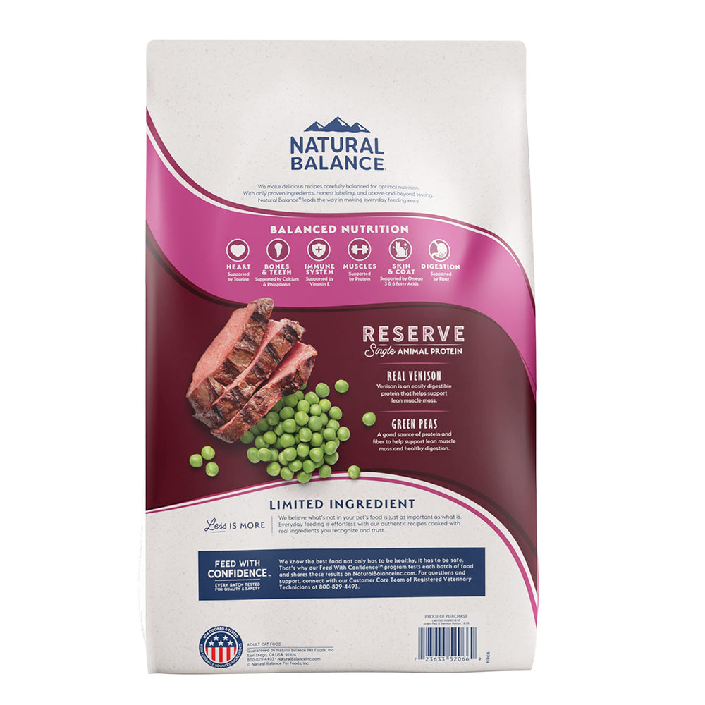 Natural Balance Reserva, proteína única de venado para dieta especializada.