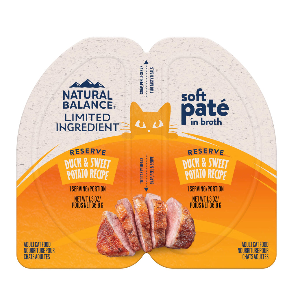 Natural Balance Reserve: copa dividida con pato para estómagos sensibles.