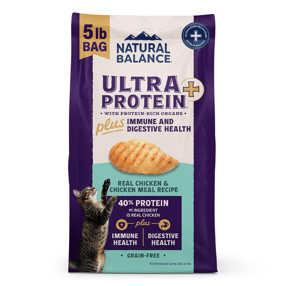 Natural Balance Ultra Protein Plus frente de envase, sabor premium para gatos exigentes.