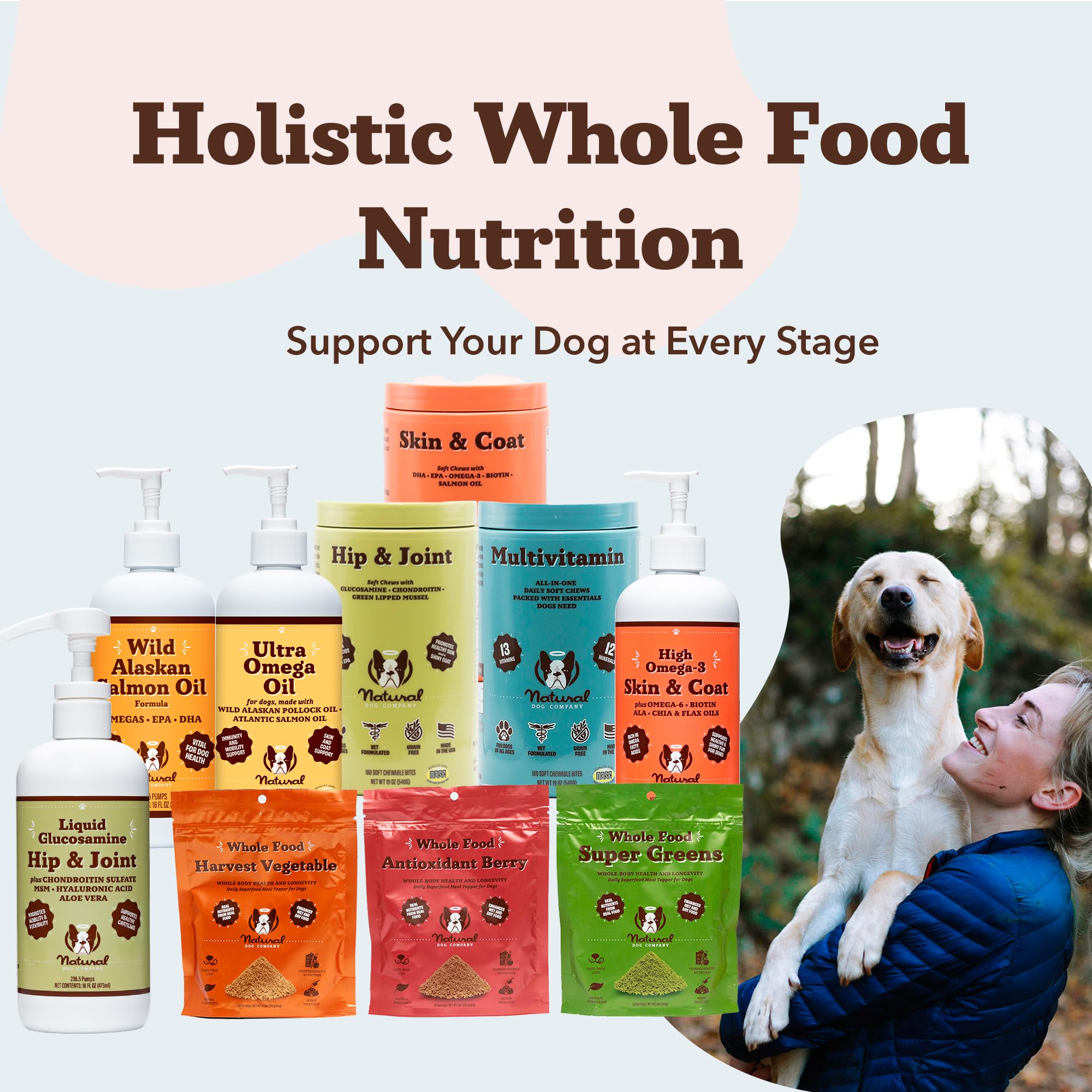 Natural Dog Company Aceite glucosamina: botella fácil de usar sin pastillas.