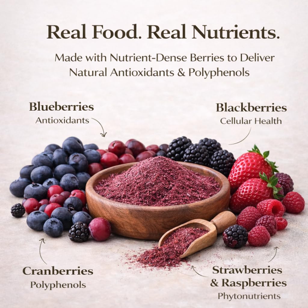 Natural Dog Company nutrición holística con granulos de bayas para piel y pelaje.