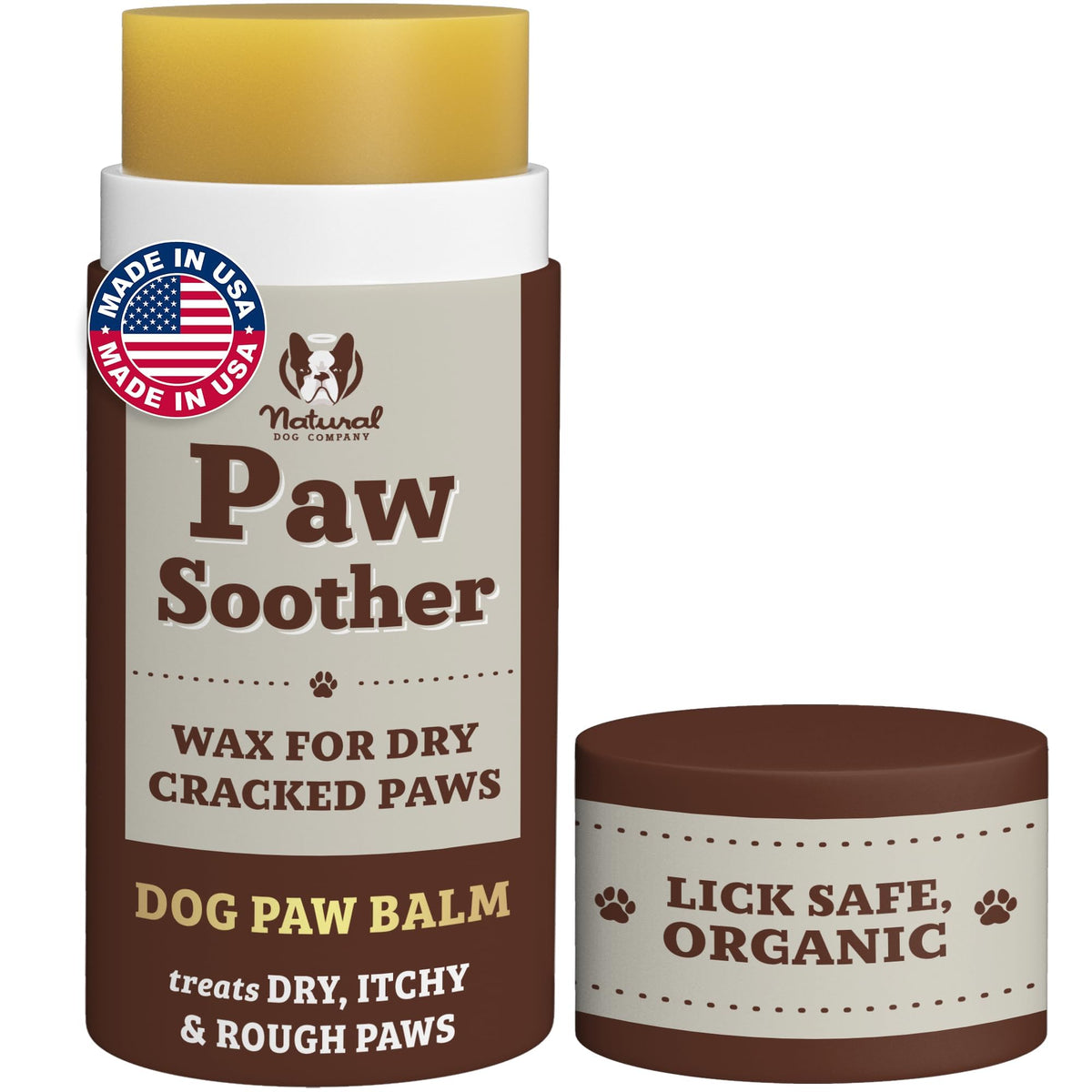 Bálsamo Paw Soother Natural Dog Company en envase de 2 oz para hidratación diaria de patas.