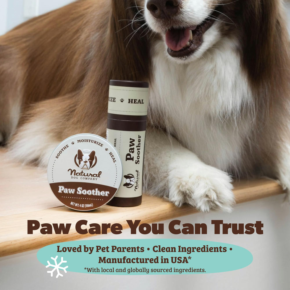 Ingredientes naturales como coco y calendula en Paw Soother para nutrir las almohadillas.