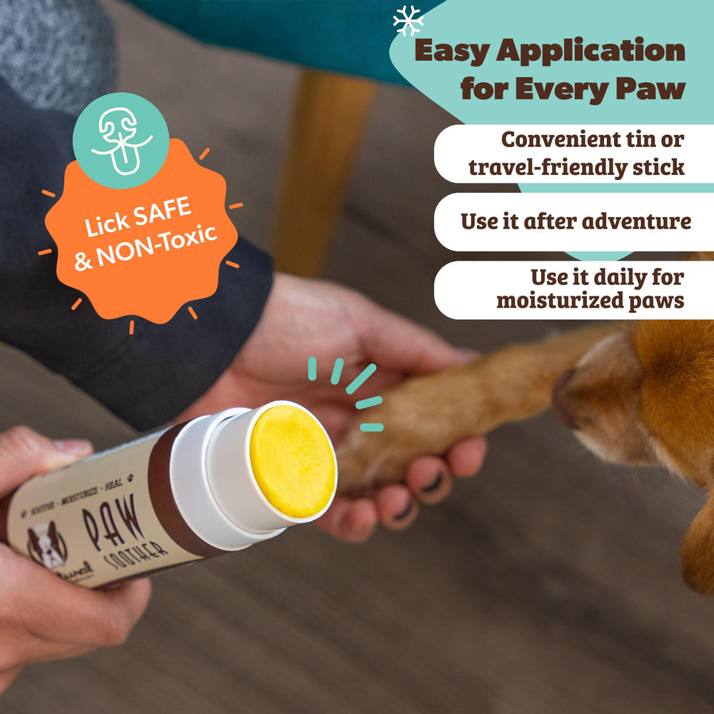 Textura suave del bálsamo Paw Soother para una aplicación rápida y cómoda.