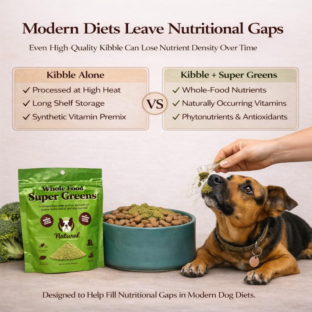 Natural Dog Company Super Greens: inmunidad-natural, podría apoyar las defensas naturales de tu perro.