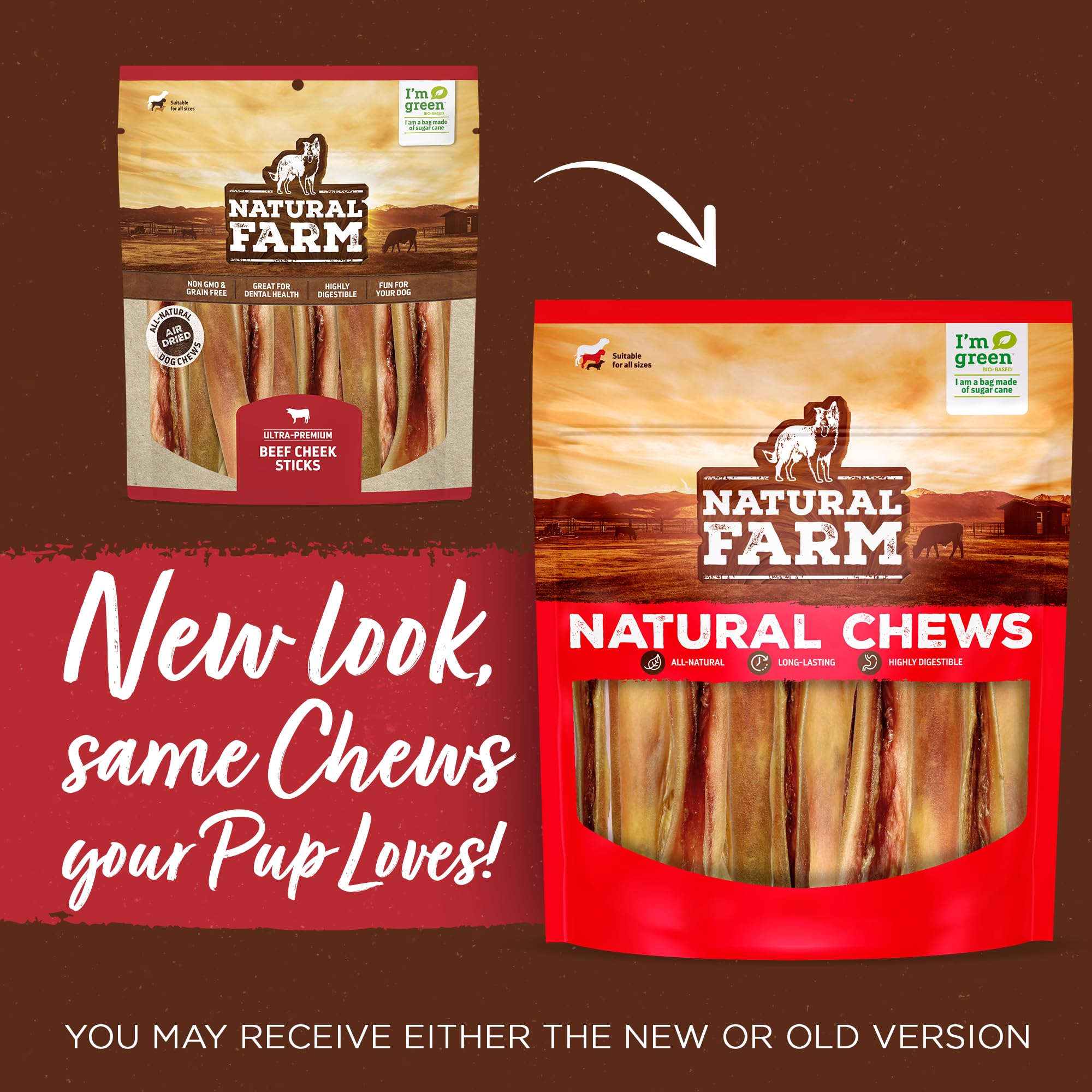 Natural Farm barra mejilla de res sin preservantes, masticación natural para perros.