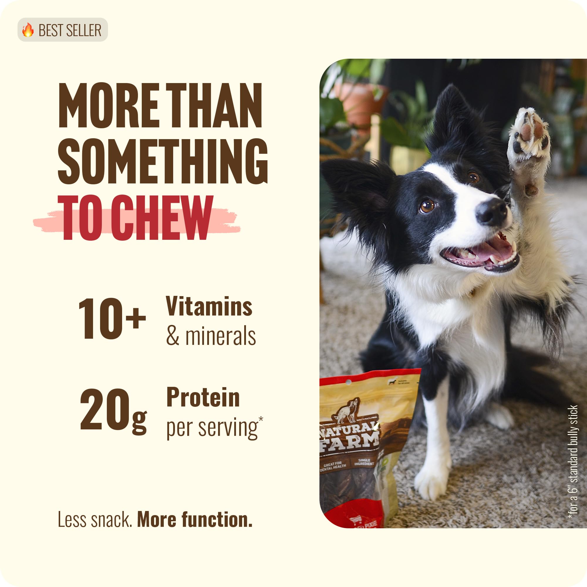 Natural Farm Bully Sticks 20 palitos sin olor, perfecto para entrenamiento diario.