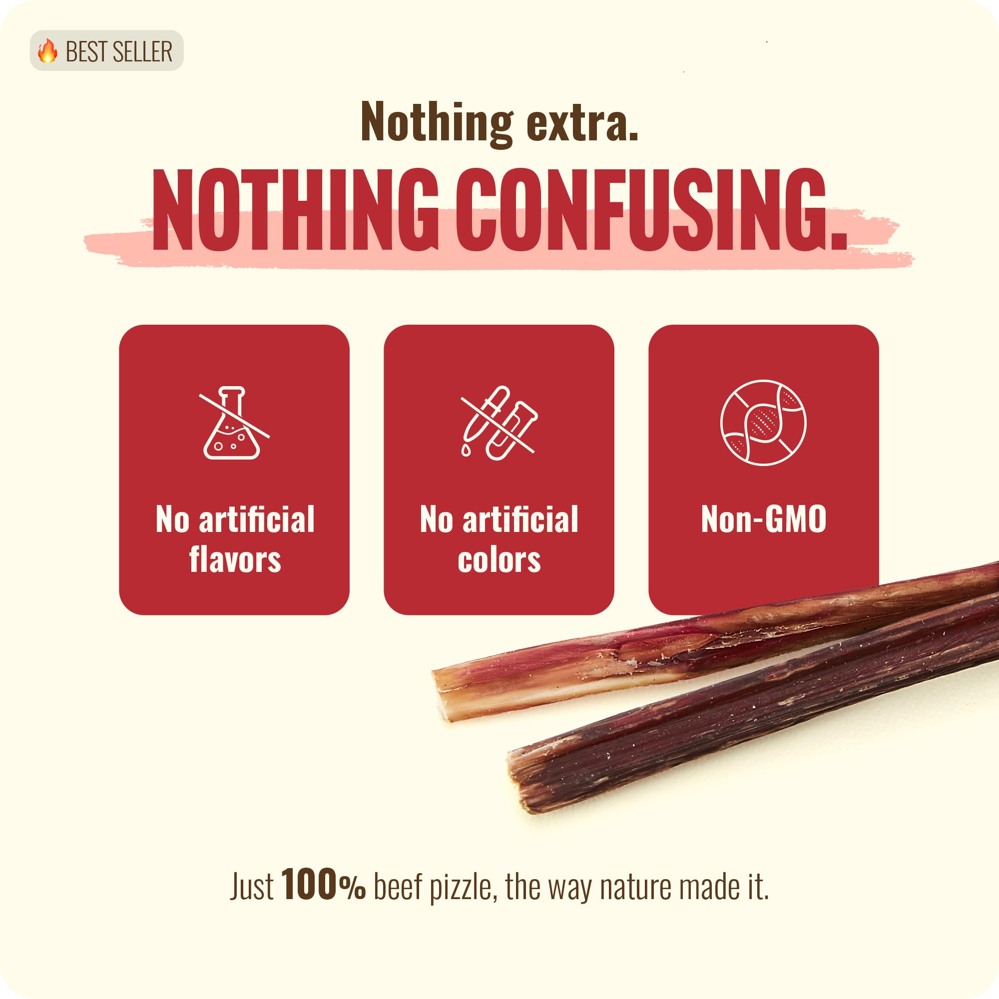 Natural Farm Bully Sticks con cuidado dental para limpieza suave de dientes.