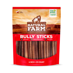 Natural Farm bully sticks sin olor de 4 pulgadas para perros pequeños, promueve limpieza dental