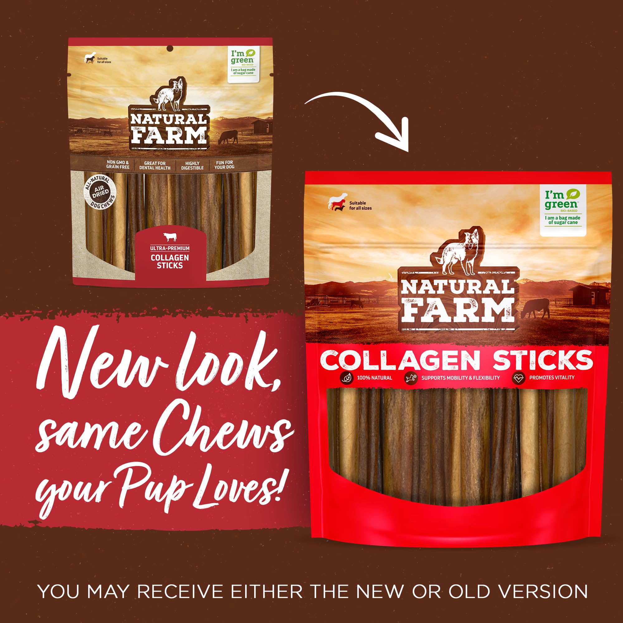 Natural Farm masticables trenzados de colágeno, mordida dura para perros, estimula masticación