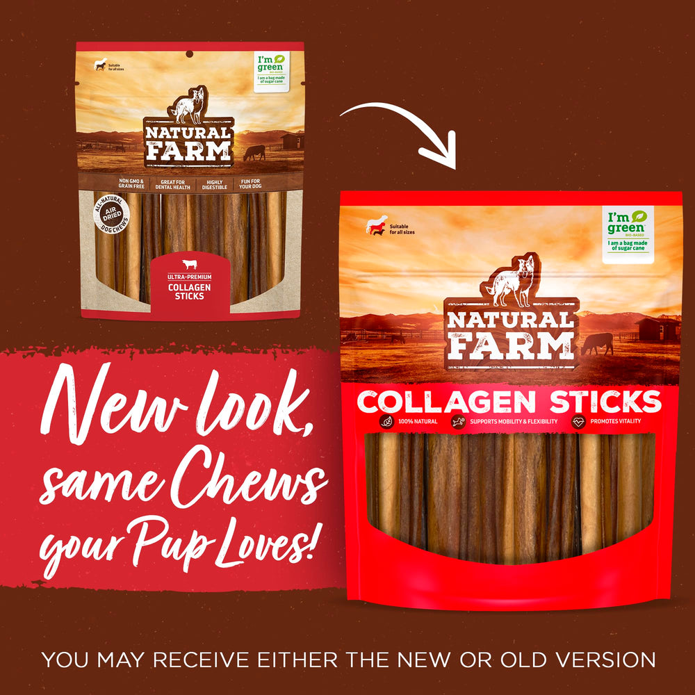 Natural Farm masticables trenzados de colágeno, mordida dura para perros, estimula masticación