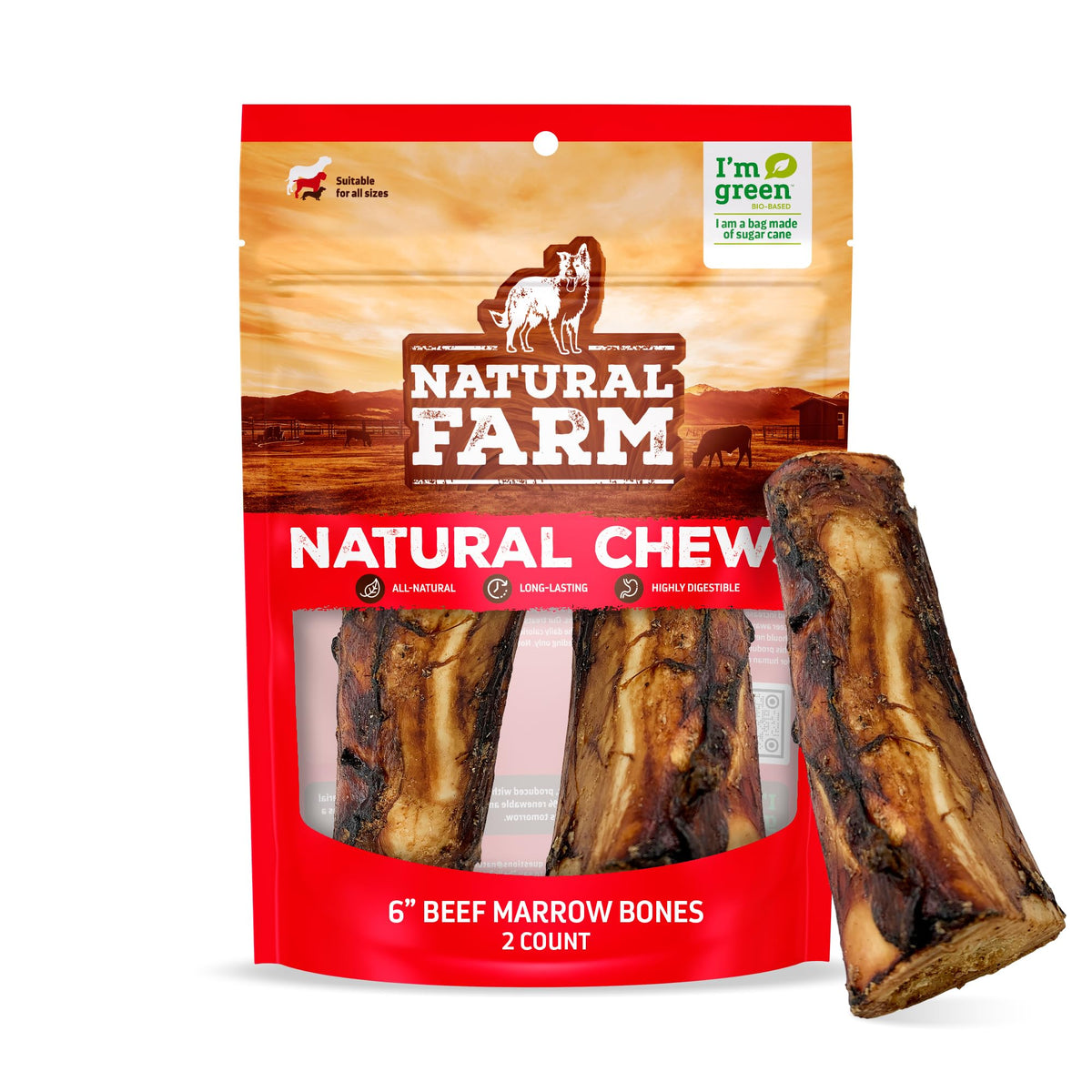 Natural Farm os grands chiens 5-6 pouces, pack de deux pour mastication durable.