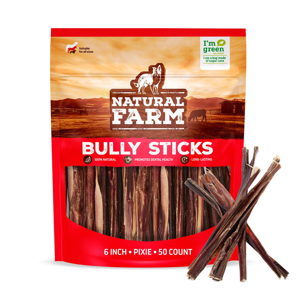 Natural Farm palitos bully delgados de 6 pulgadas, paquete de 50 para perros