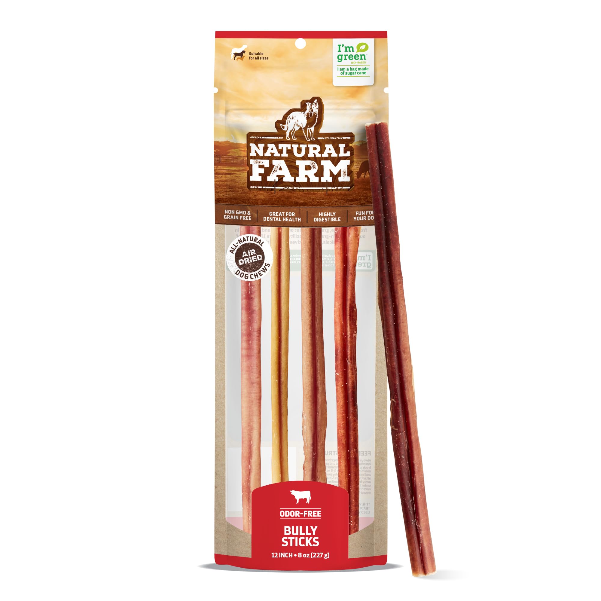 Natural Farm palitos bully sin olor, 12 pulgadas, para masticadores grandes.