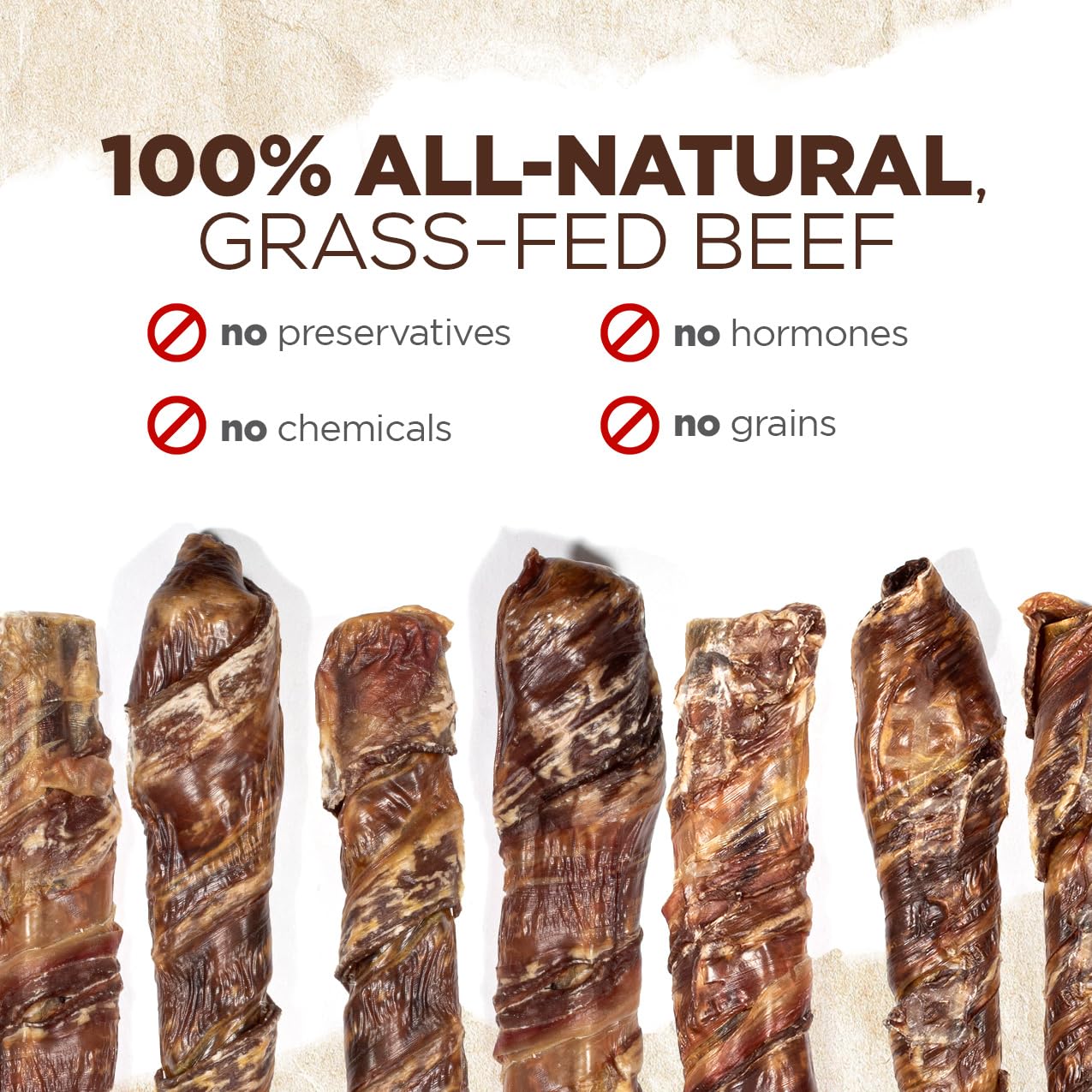 Natural Farm Power Beef Sticks perro en acción durante la masticación