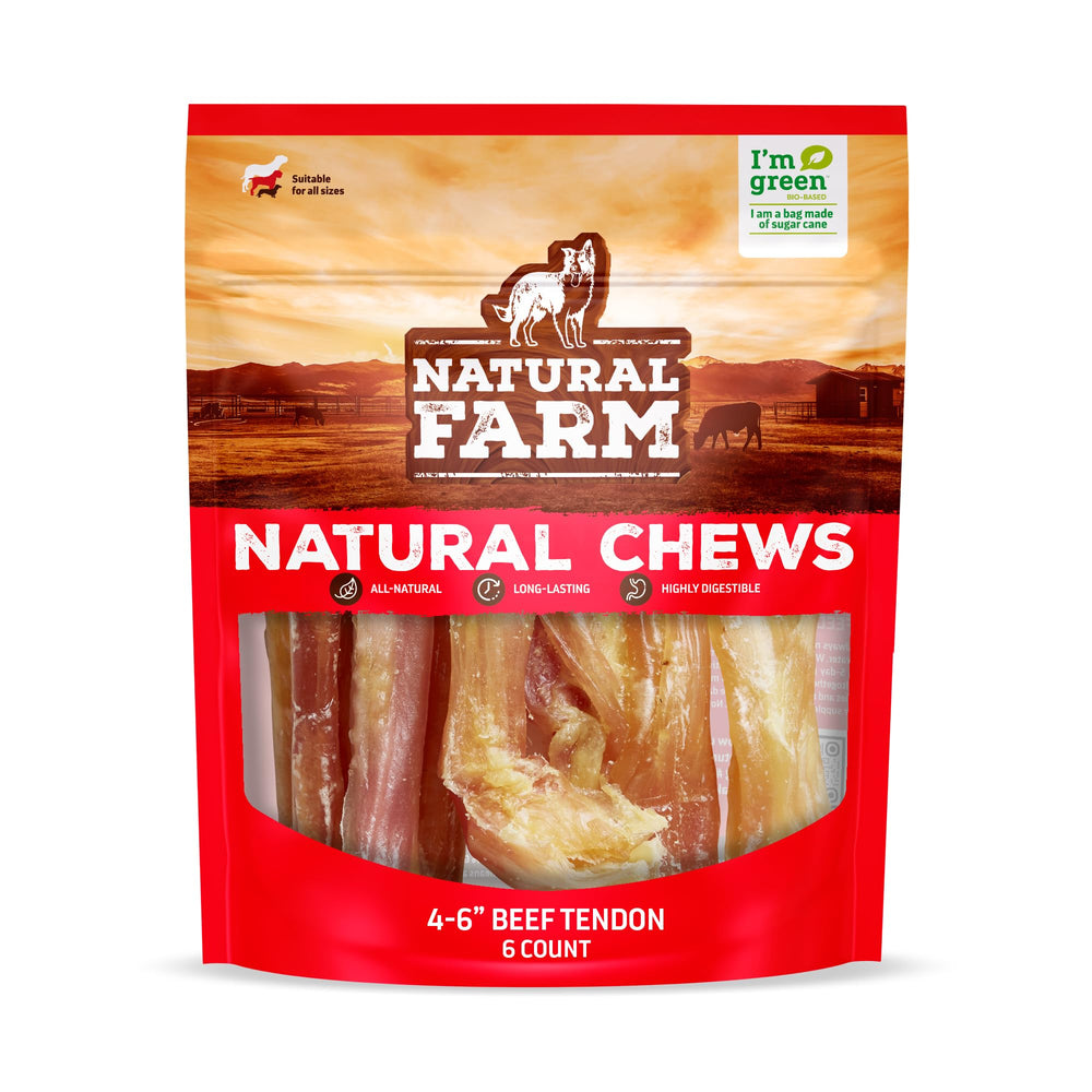 Natural Farm tendones de ternera extra gruesos para masticación prolongada.