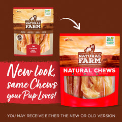 Natural Farm tendones de ternera con textura densa para perros grandes.