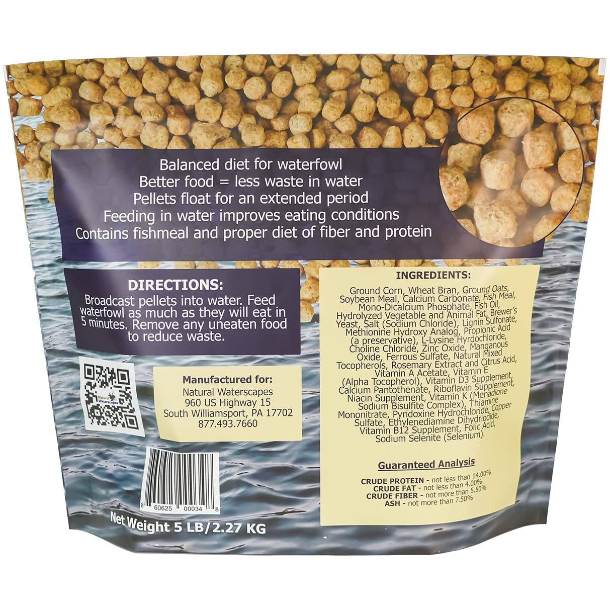 Natural Waterscapes Alimento para aves acuáticas: pellets flotantes para alimentación estable en estanques