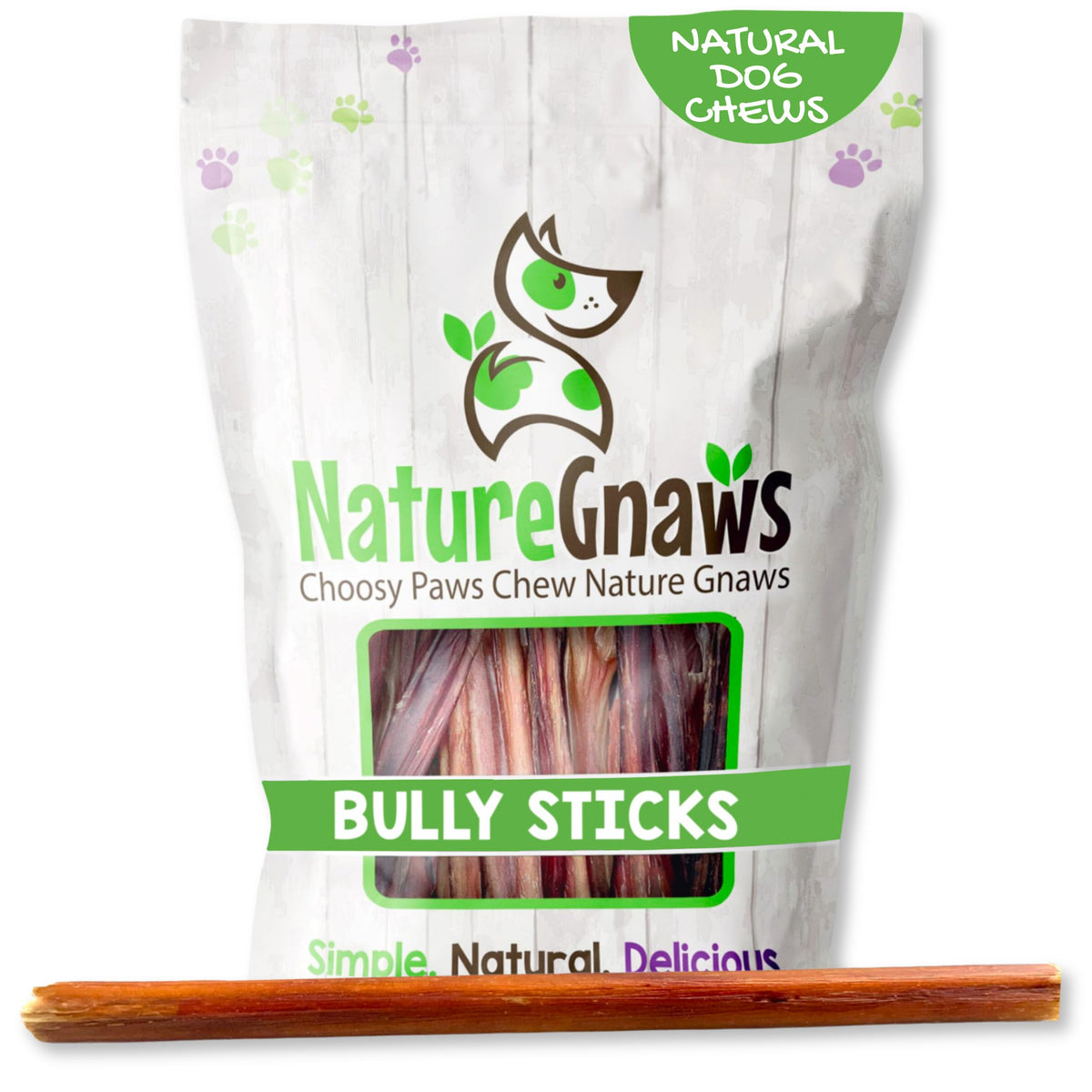 Nature Gnaws Bully Stick grande de 11-12 pulgadas para perros activos.