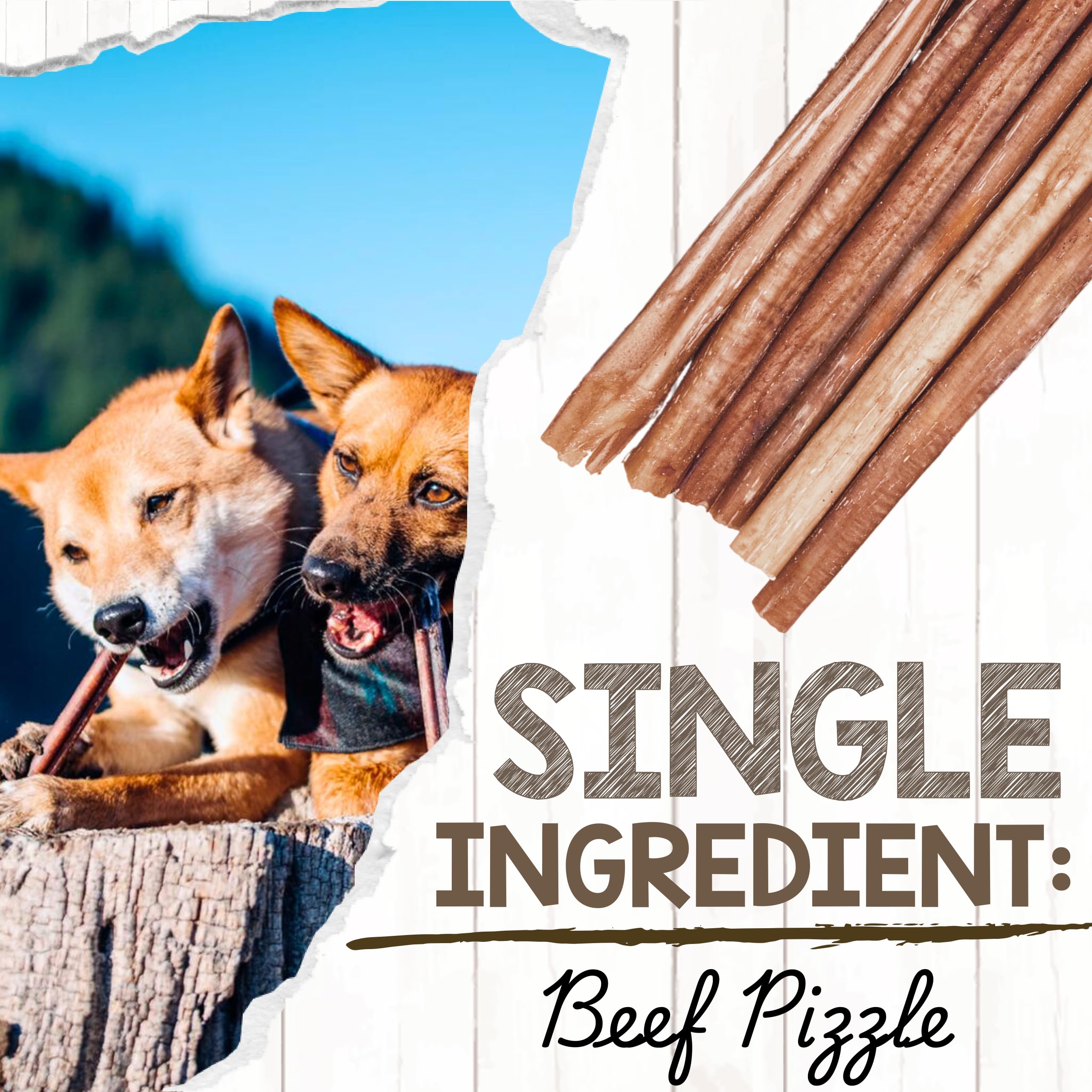 Bully Stick natural de Nature Gnaws, ayuda a entretener y calmar al perro.