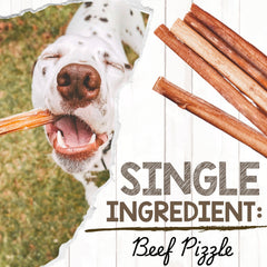 Nature Gnaws Bully Sticks, textura gruesa y sabor a carne para masticar.