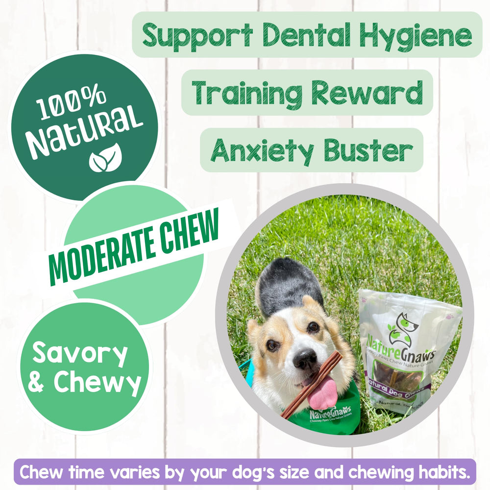 Nature Gnaws palitos bully visual masticación dental efectiva para perros.