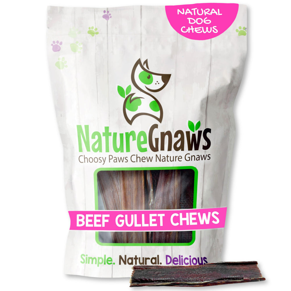 Nature Gnaws gullet de res 4-5 pulgadas, ideal para entretener a perros pequeños.