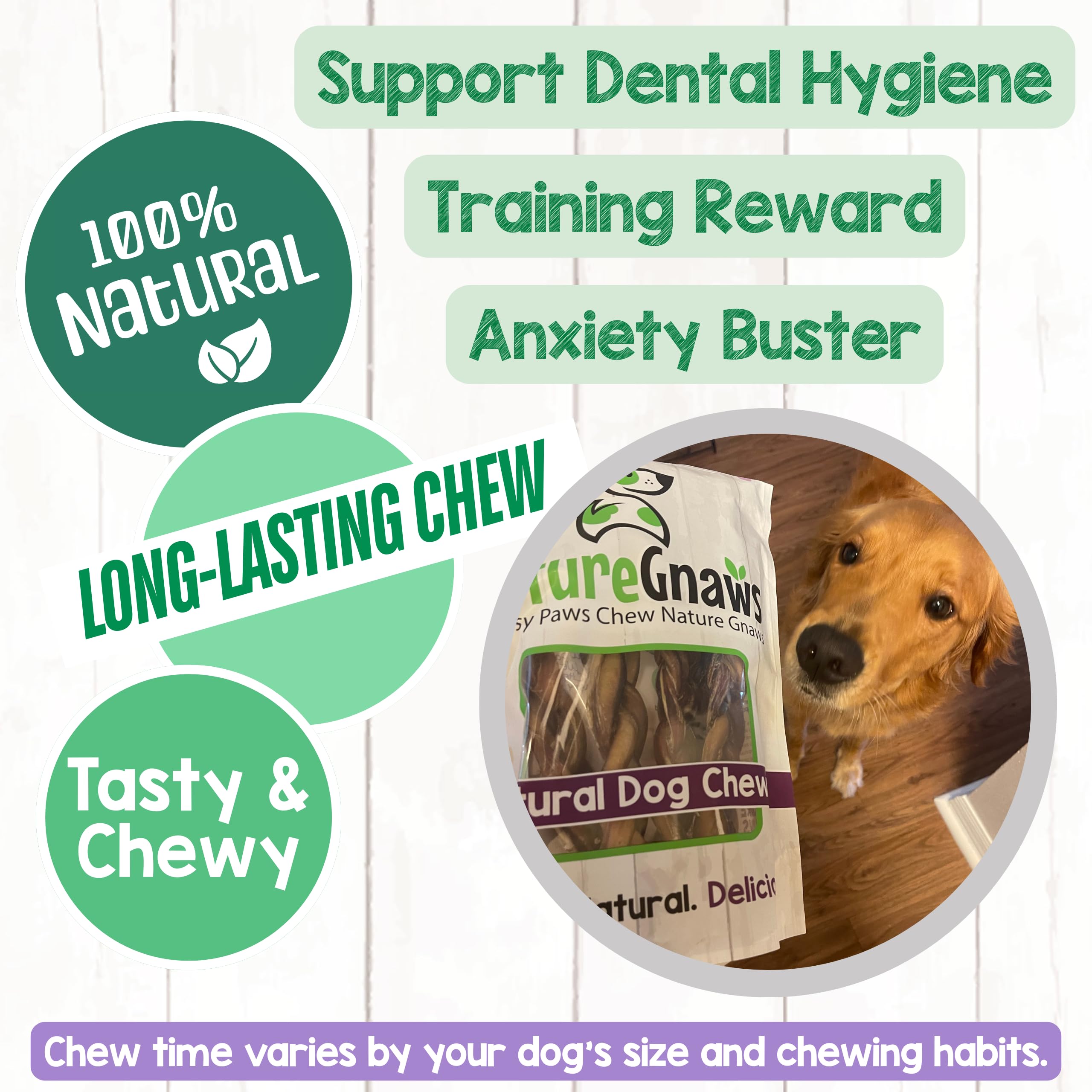 Nature Gnaws mordedor dental natural de cerdo, diseño natural para higiene bucal.