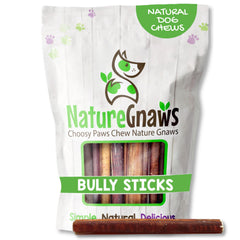 Nature Gnaws Palitos Bully grandes, 5-6 pulgadas, 15 unidades, masticación prolongada para perros.